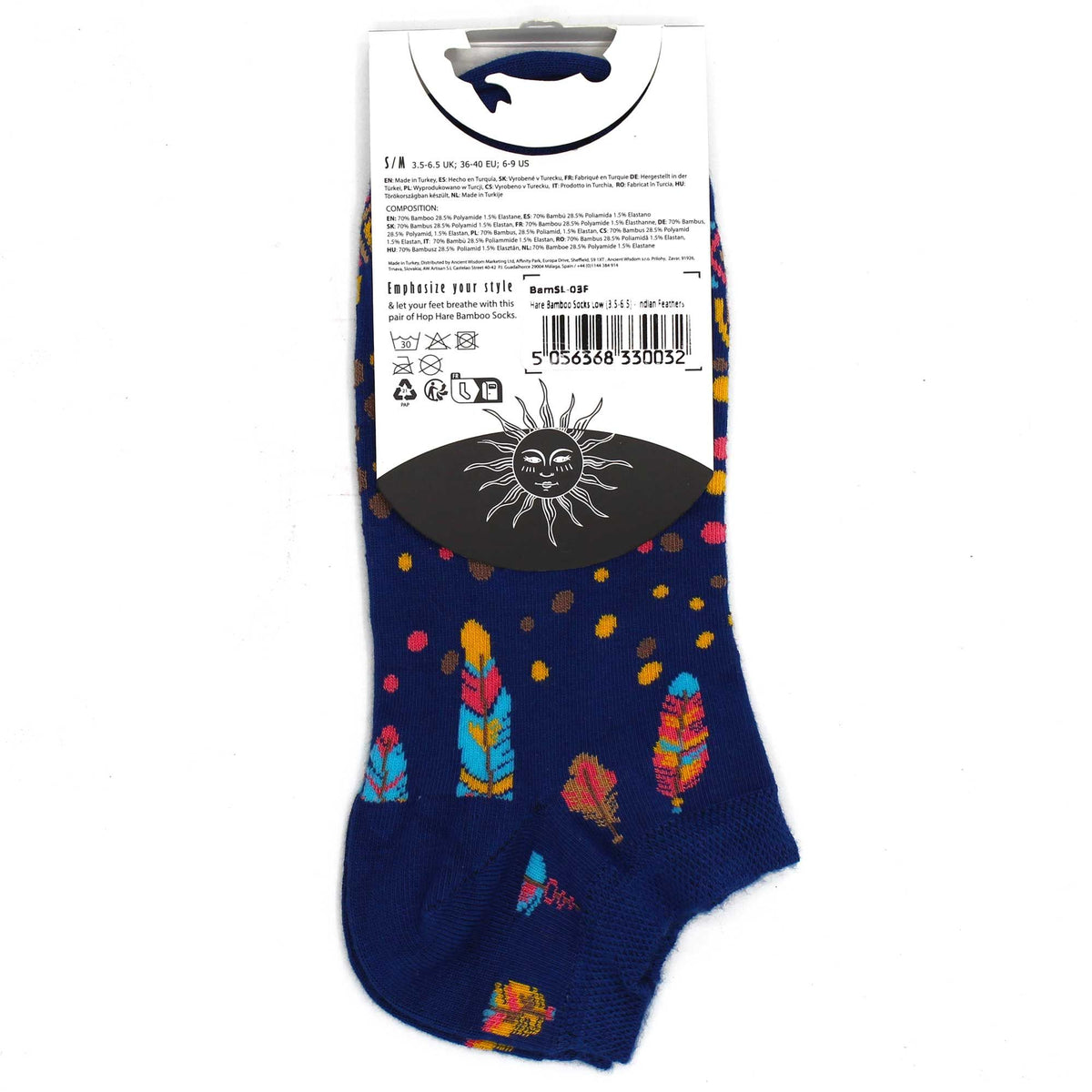 M/L Hop Hare Bamboo Socks Low (7.5-11.5) - Indian Feathers product image 3