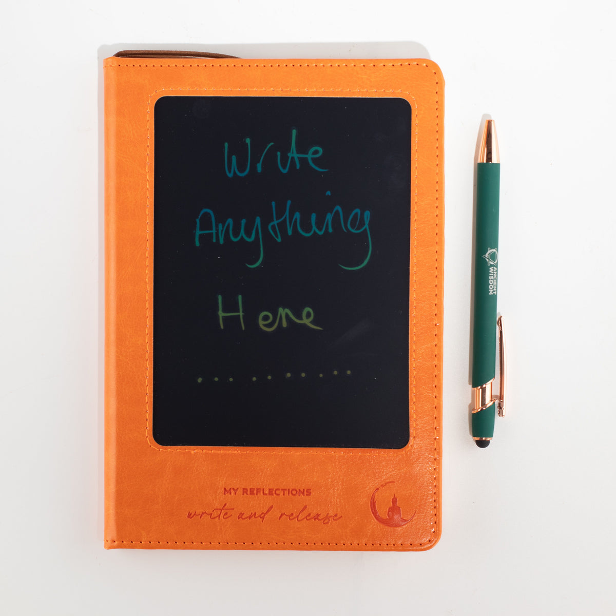 A5 Intention Note Book - LCD Wipe Screen - Orange Leather Effect - 80 Leafs - product image 7