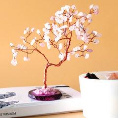 Lrg Gemstone Tree - Rose Quartz on Pink Agate Base (100 stones) product image