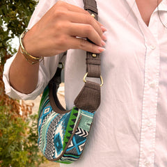 Jacquard Hobo Bag - Bold Greens (brown strap) product image