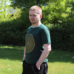 Nomad Sari Stonewashed Cotton T-Shirt – Mandala – Green – Small product image 2