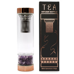 Crystal Glass Tea Infuser Bottle - Rose Gold - Amethyst product image