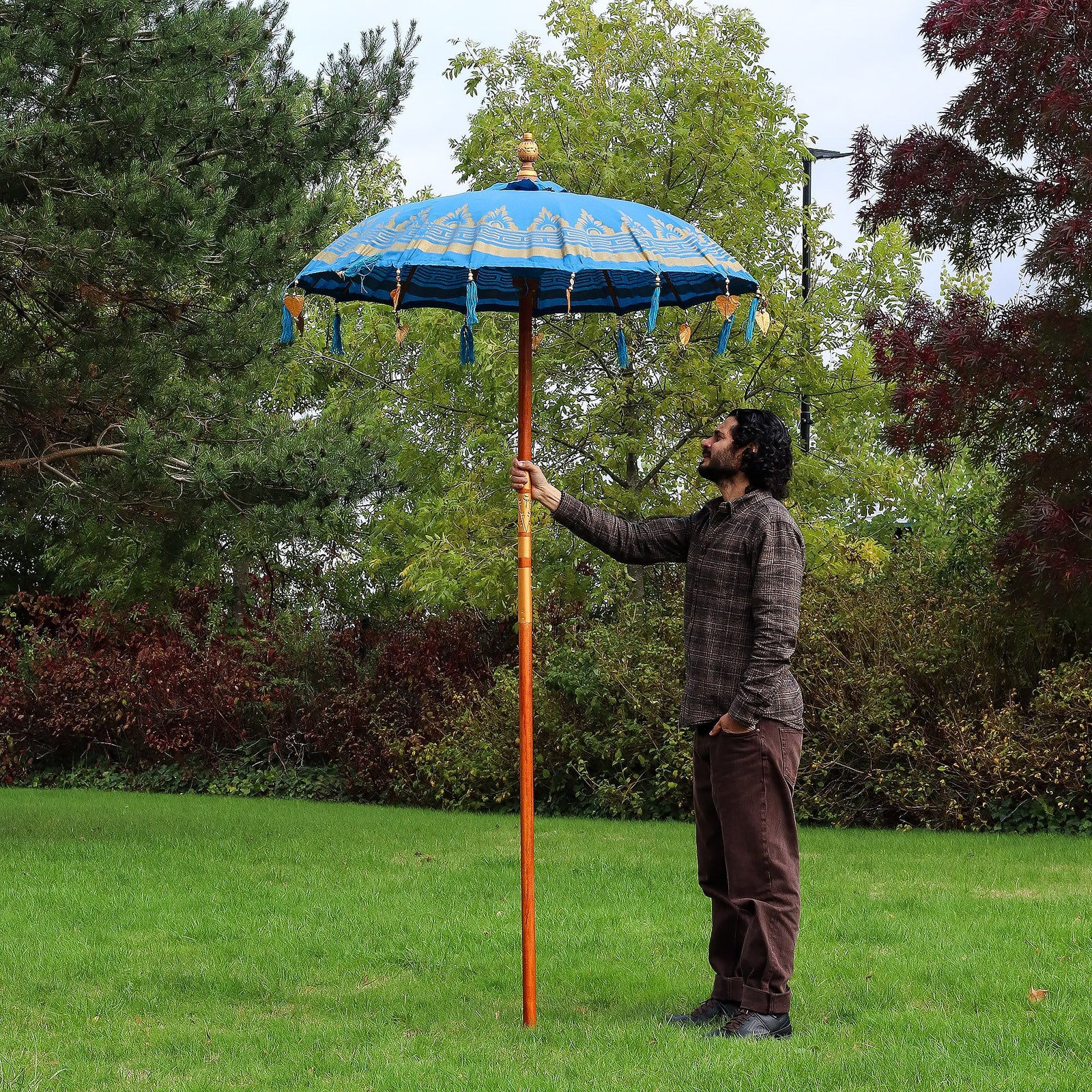 Bali Patio Parasol - Cotton - Turquoise Decor - 1.5m product image
