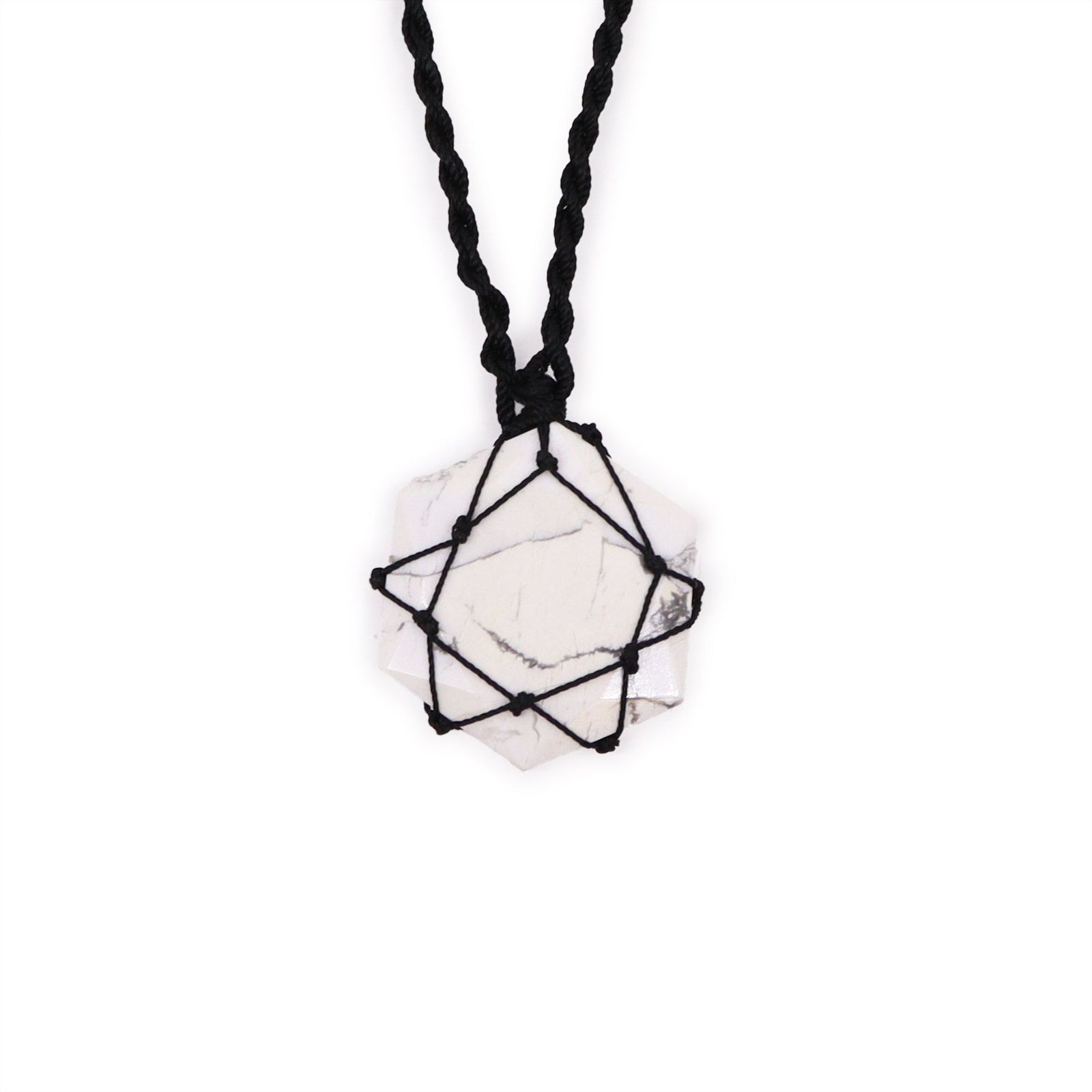 Laced Gemstone Hexagon Pendant - White Howlite product image