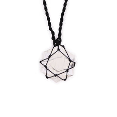 Laced Gemstone Hexagon Pendant - White Howlite product image