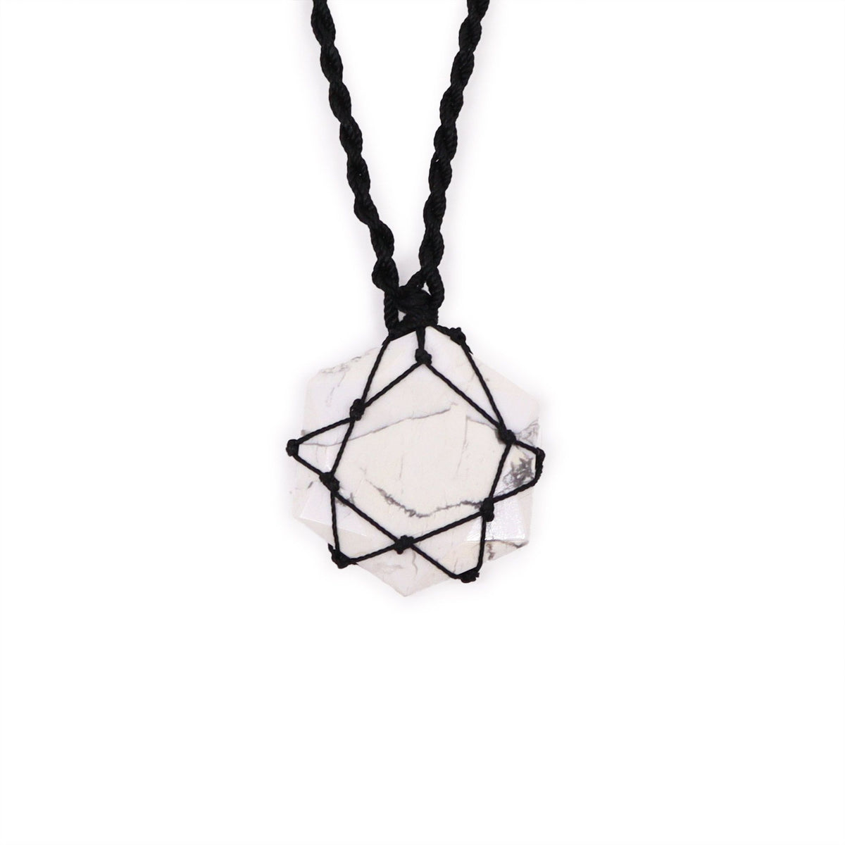 Laced Gemstone Hexagon Pendant - White Howlite product image