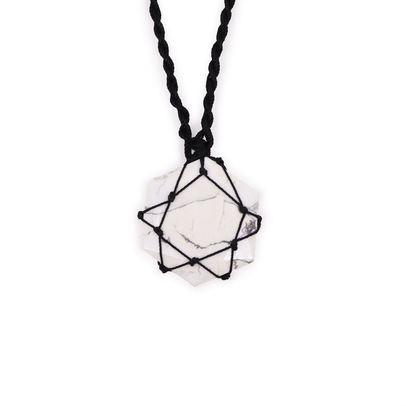 Laced Gemstone Hexagon Pendant - White Howlite product image