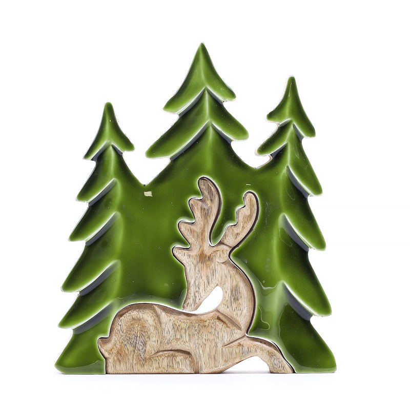 Lost in the Forrest - Stag in the Forrest 3D Wooden Decoration - 23x20cm product image