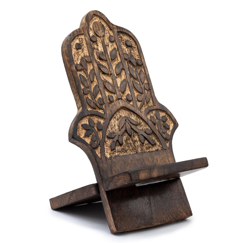 Wooden Carved Phone Stand - Hamsa product image