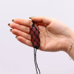 Laced Gemstone Flat Point Pendant - Red Jasper product image 3