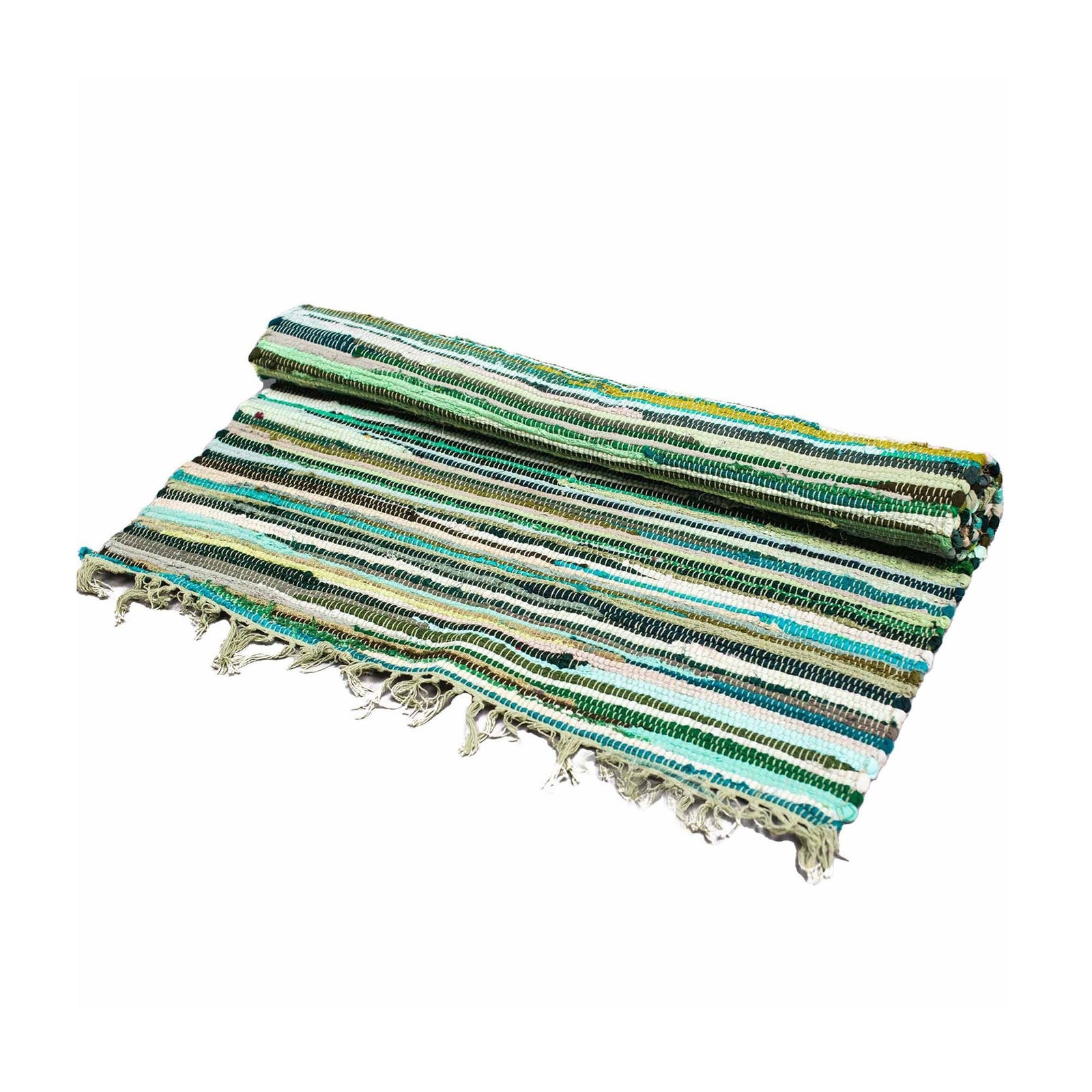 Small Rag Rug - 50x90cm - premium quality- Natural Greens product image