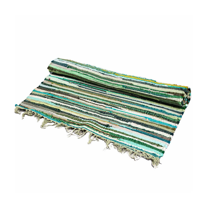 Small Rag Rug - 50x90cm - premium quality- Natural Greens product image