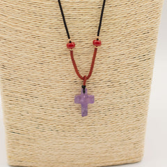 Cord Necklace Gemstone Pendant - Amethyst Cross product image 3