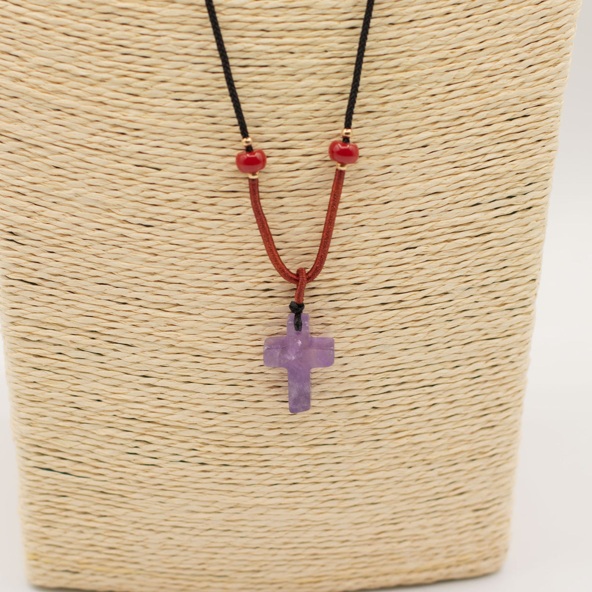 Cord Necklace Gemstone Pendant - Amethyst Cross product image 3