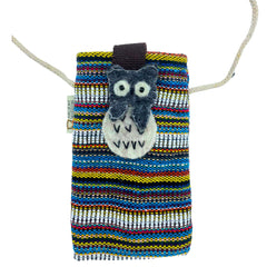 Phone Holder Bag Stripes Multi and White - owl decor product image 3