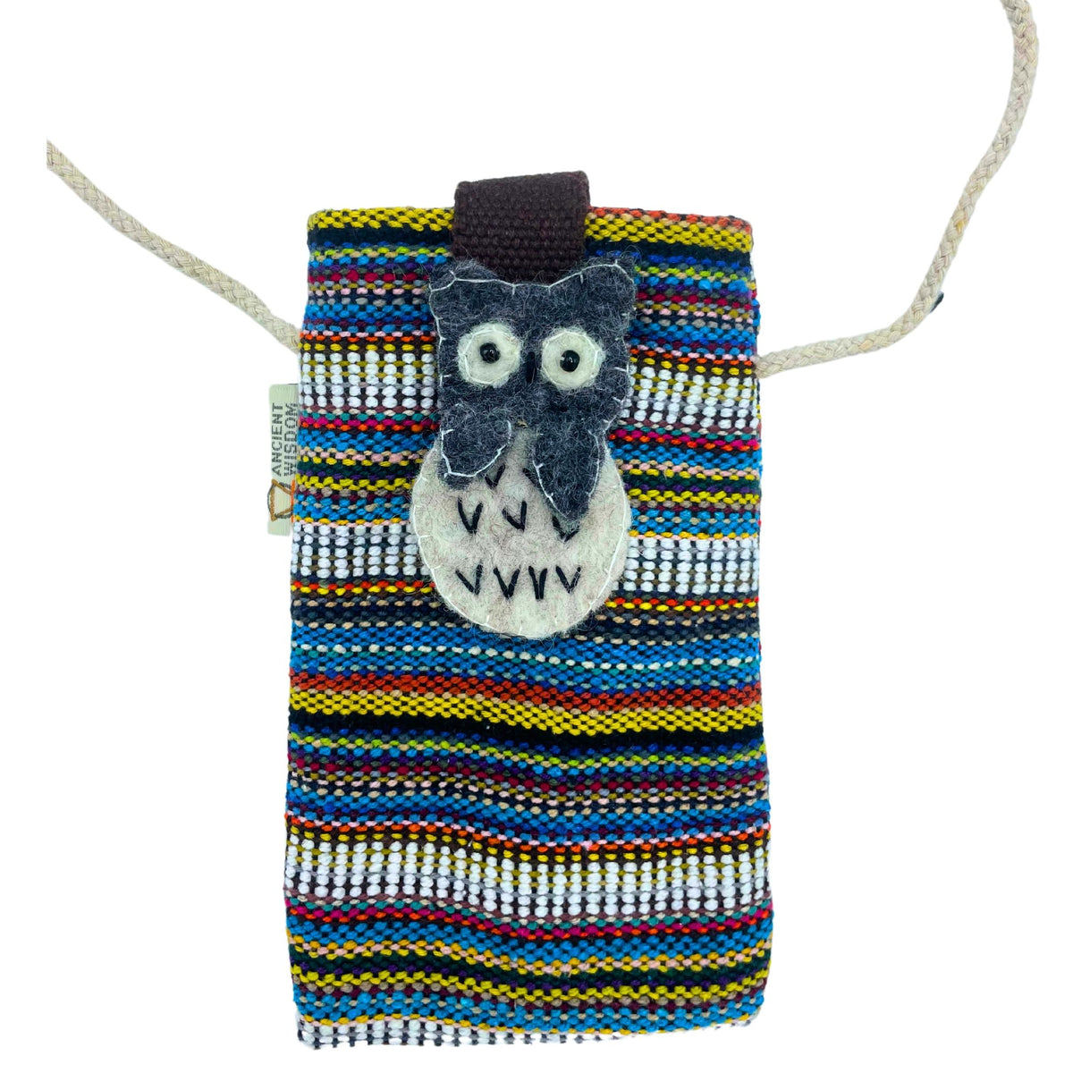 Phone Holder Bag Stripes Multi and White - owl decor product image 3