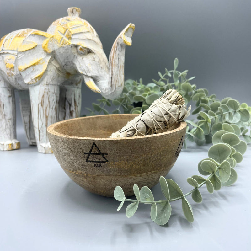 Wooden Smudge and Ritual Offerings Bowl - Four Elements - 13x7cm product image