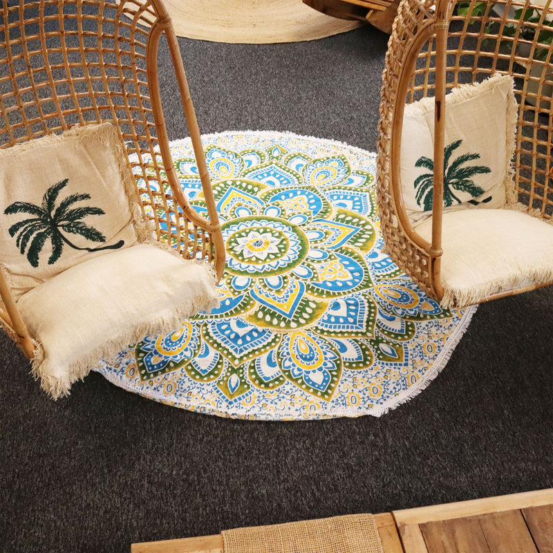 Large Mandala Roundy Art (180cm) - Yellow & Blue product image