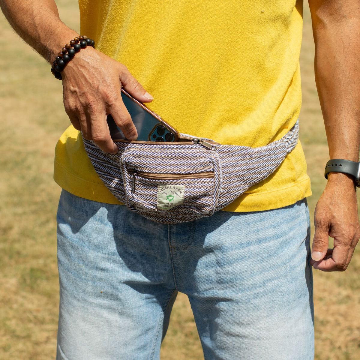 Cotton Hemp Style Belt (or Fanny) Bag - Blue - product image 4
