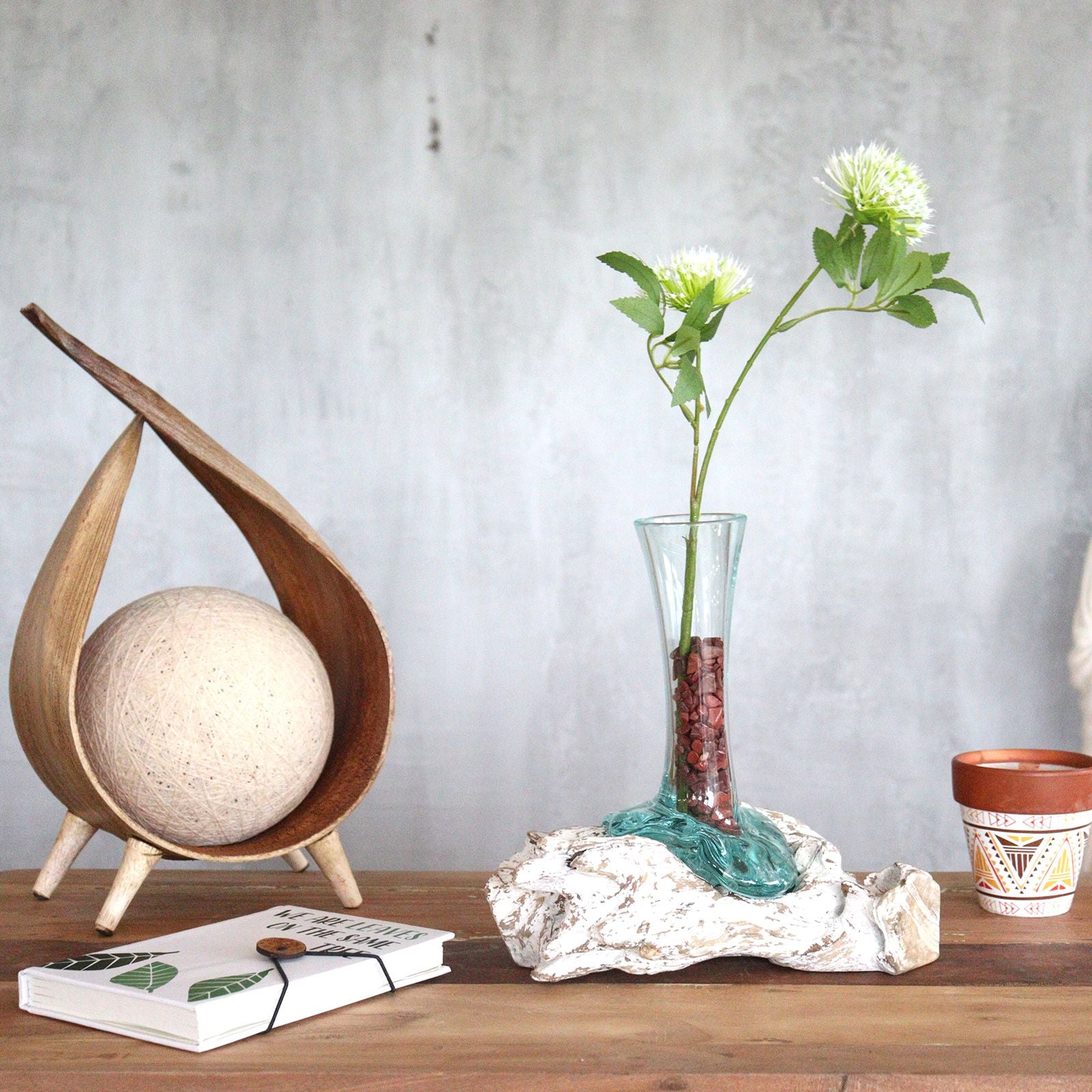 Molten Glass on Whitewash Wood - Vase - Small product image
