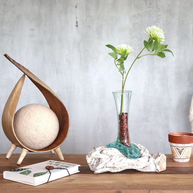 Molten Glass on Whitewash Wood - Vase - Small product image