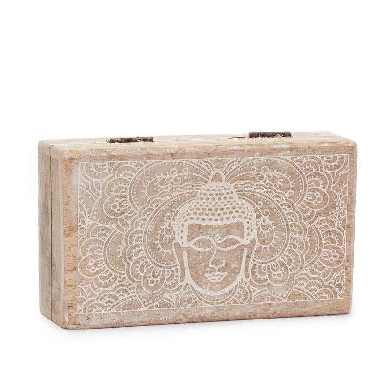 Med Square Box 17x10x4.2cm - Buddha Face Whitewash product image