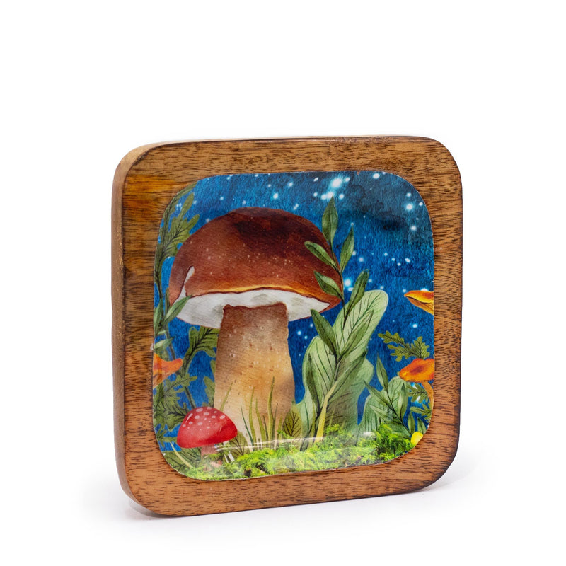 Big Square Trinket Tray 15x15x2.5cm - Mushroom Design Teal product image