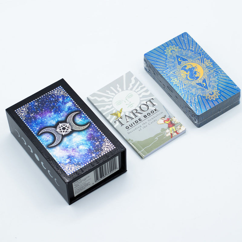 Blue Foil Tarot Card Set - Moon Face - with booklet product image