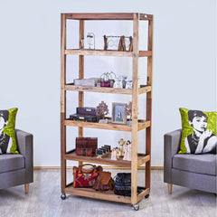 Six Shelf Display with Casters - Recycled Wood product image 3