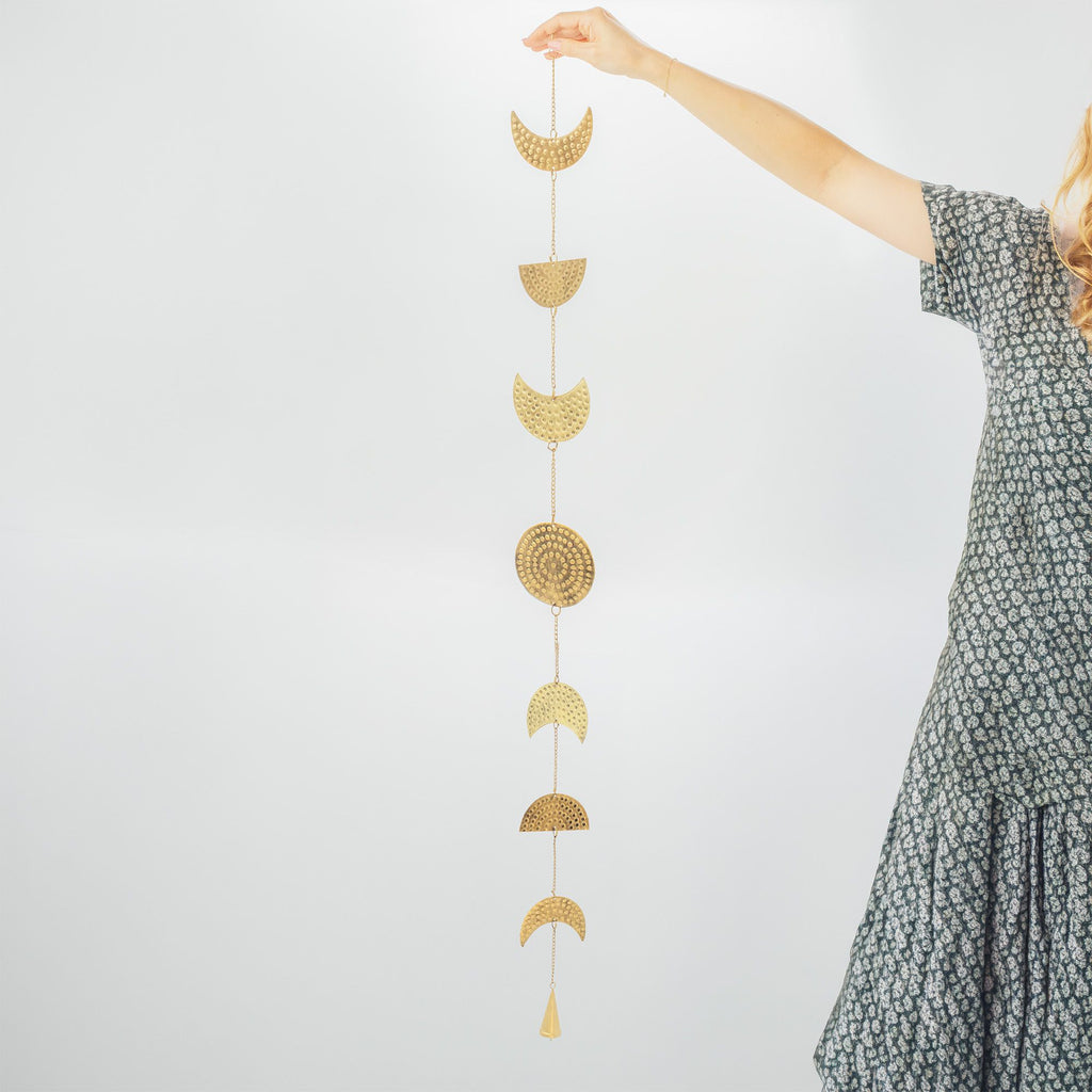 Indian Chimes - Brass Moon Phases Drop with Bell 25cm product image 3