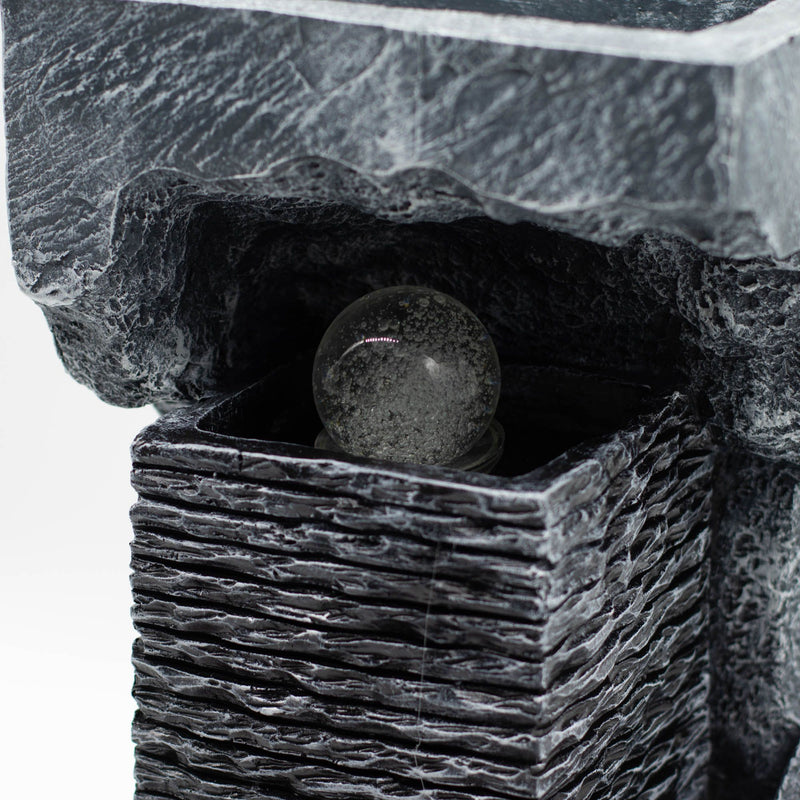 Grand Water Feature - 24x22x48cm - Colour Changing Crystal Ball in Rock product image