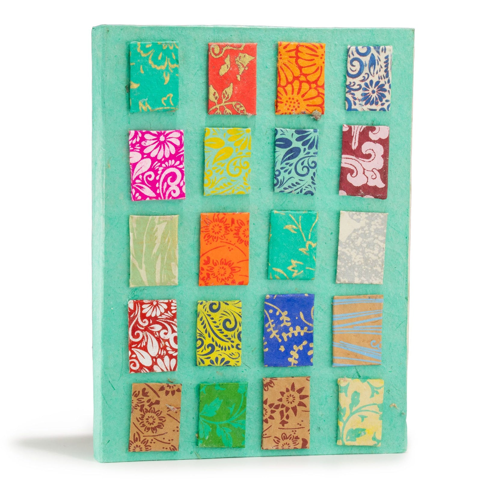 Lokta Mini Tiles Notebook – Large (21x15cm) – 45 Leaves – Includes Bookmark – Teal product image