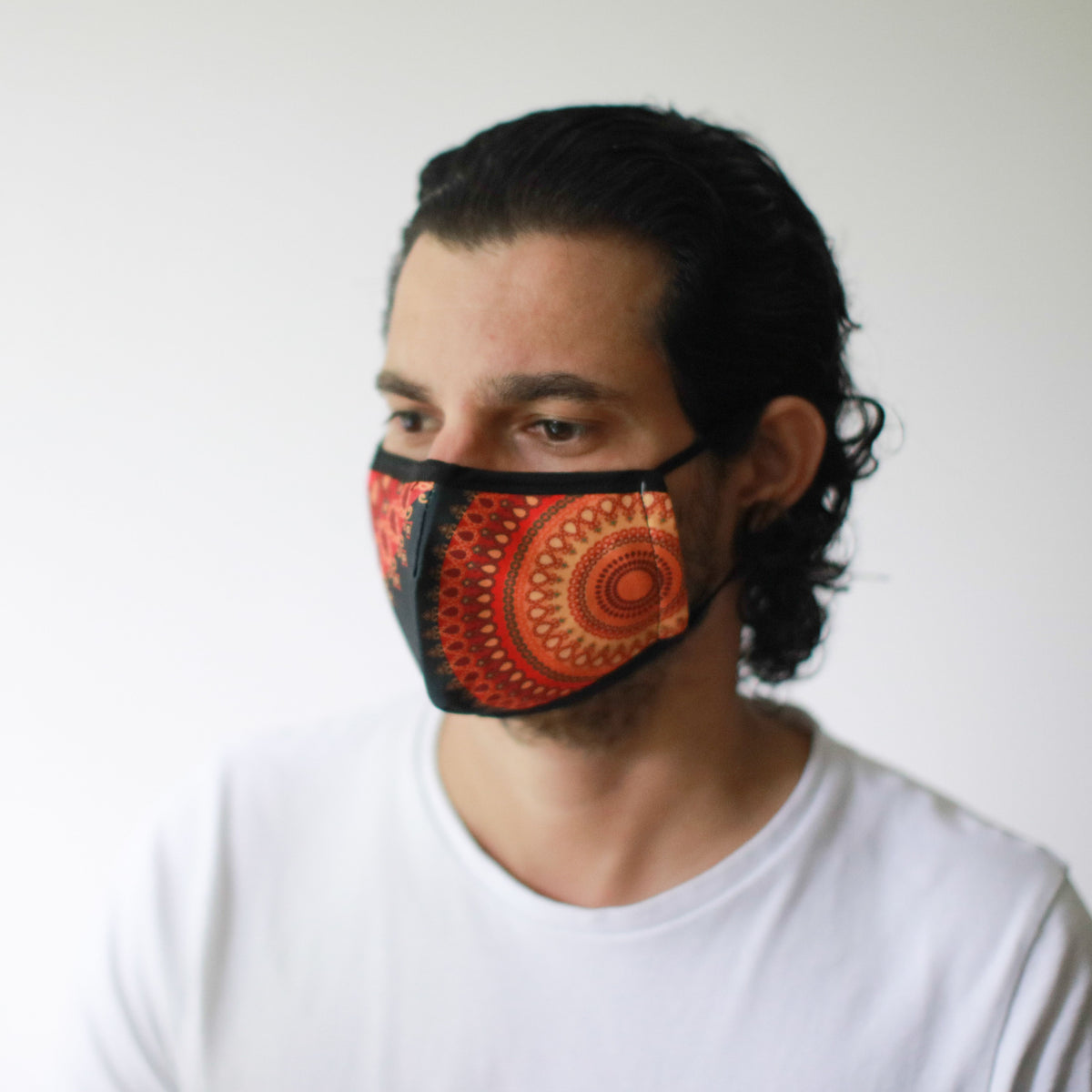 Reusable Fashion Face Mask - Orange Mandala (Adult) - product image 2