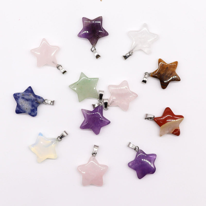 Gemstone Stars Pendants (12 assorted) 20x6mm product image
