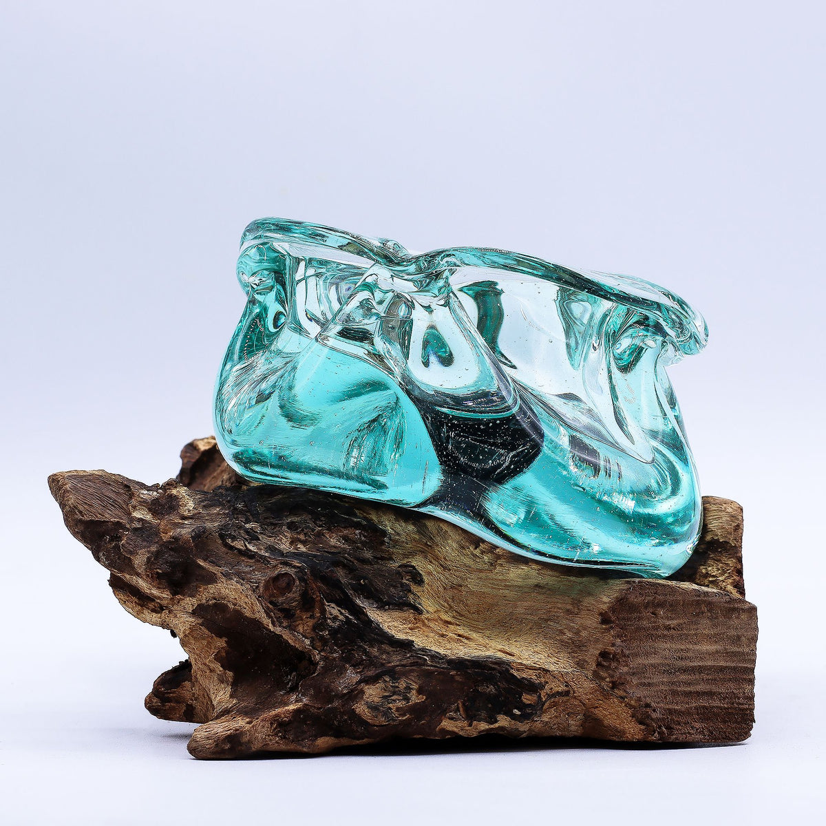 Molten Glass Chunky Ashtray / Candle Holder on Wood 23cm product image 2