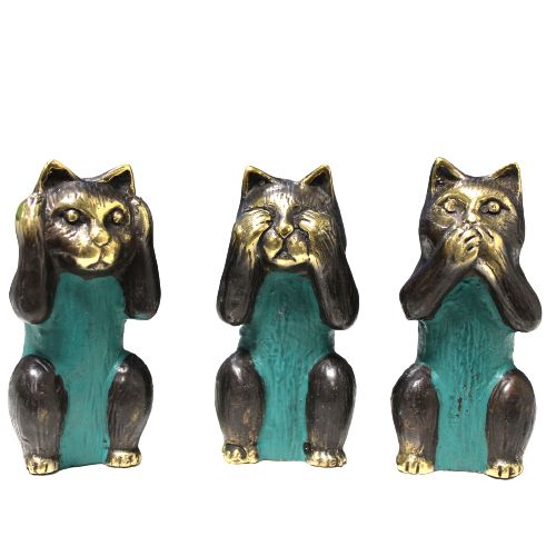 Set of 3 - See No, Hear No, Speak No Evil - Brass Cats product image 3