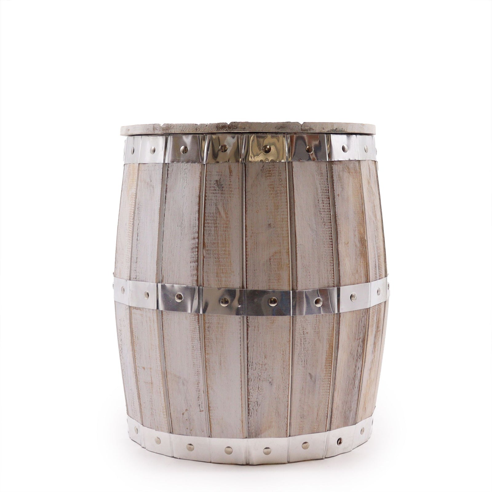 Beer Barrel Stool – Whitewash Wood 38 x 32 cm product image