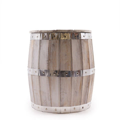 Beer Barrel Stool – Whitewash Wood 38 x 32 cm product image