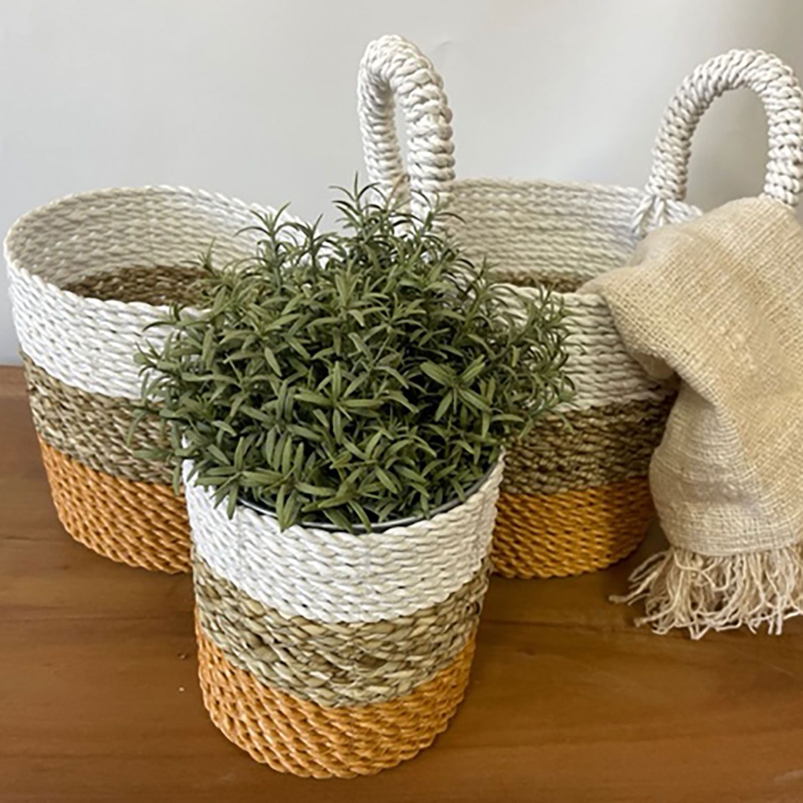 Seagrass Basket Set - Orange / Natural / White product image