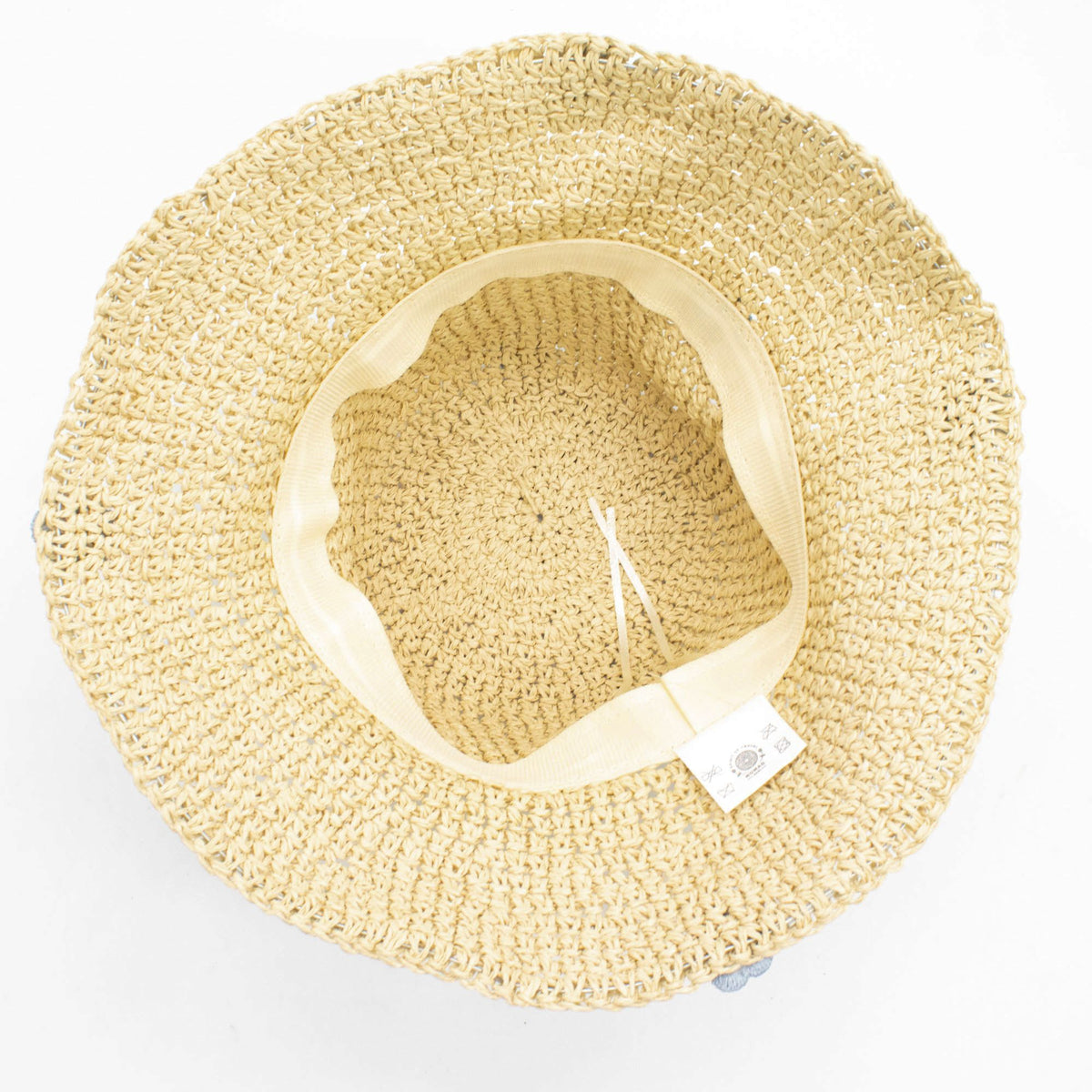Nomad Sari Floppy Straw Sun Hat - Beige & Blue Flowers product image 4