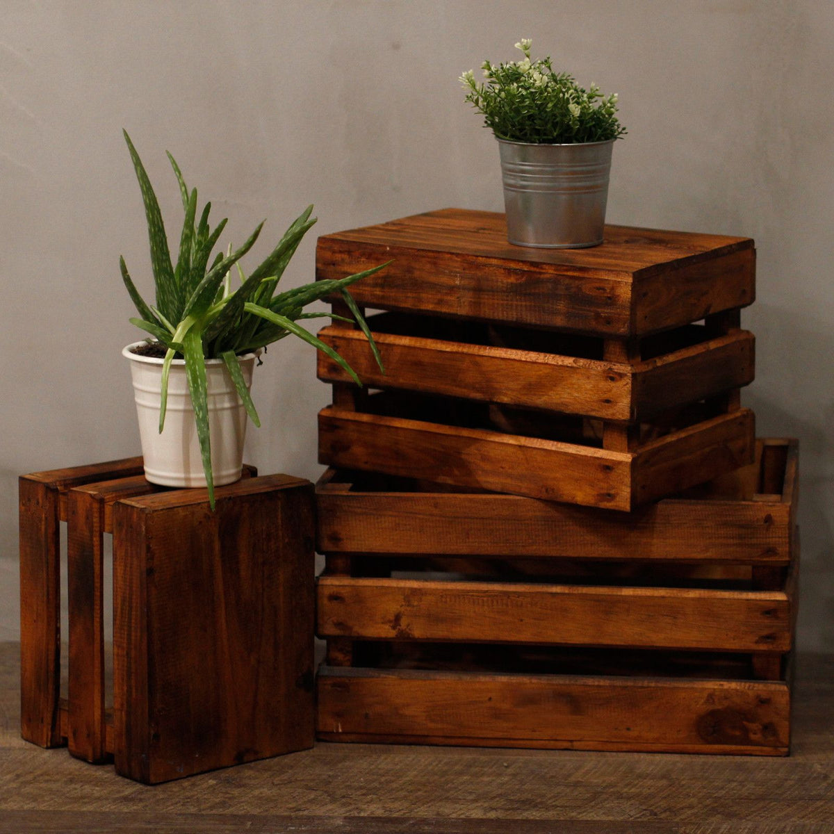 Wooden Storage Crates – Brown (Set of 3) product image 2