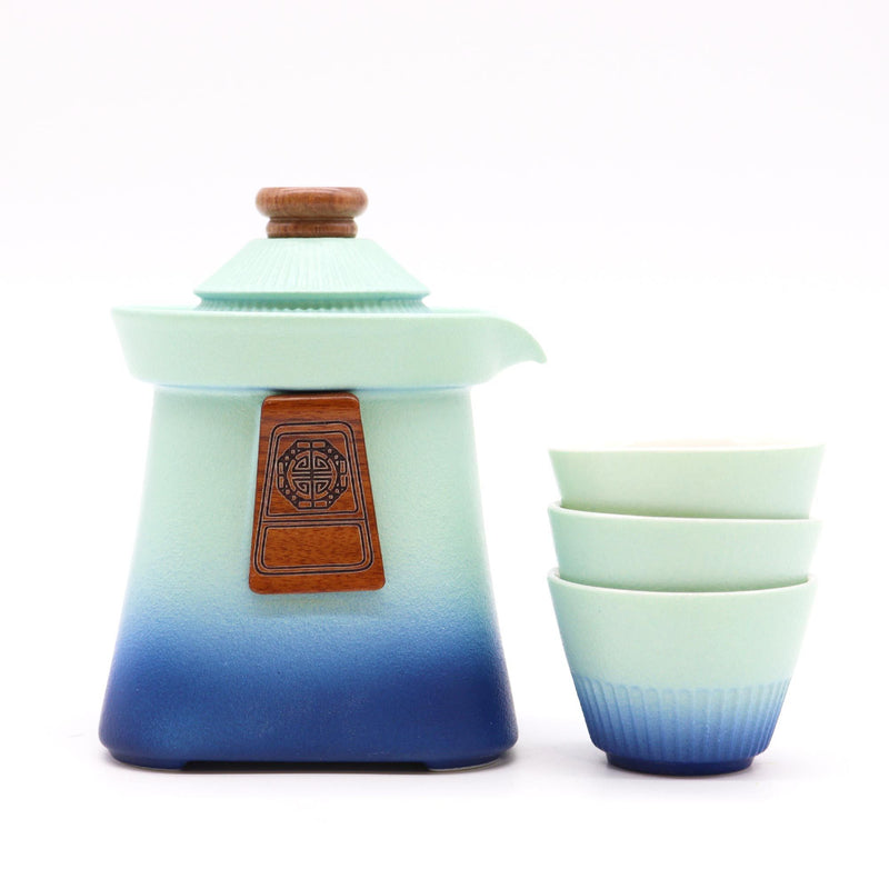 Temple Teapot Set & Three Cups - Blue Heaven product image