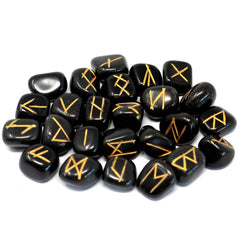 Runes Stone Set in Pouch - Black Agate product image 2