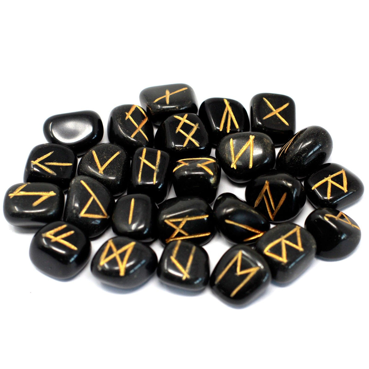 Runes Stone Set in Pouch - Black Agate product image 2