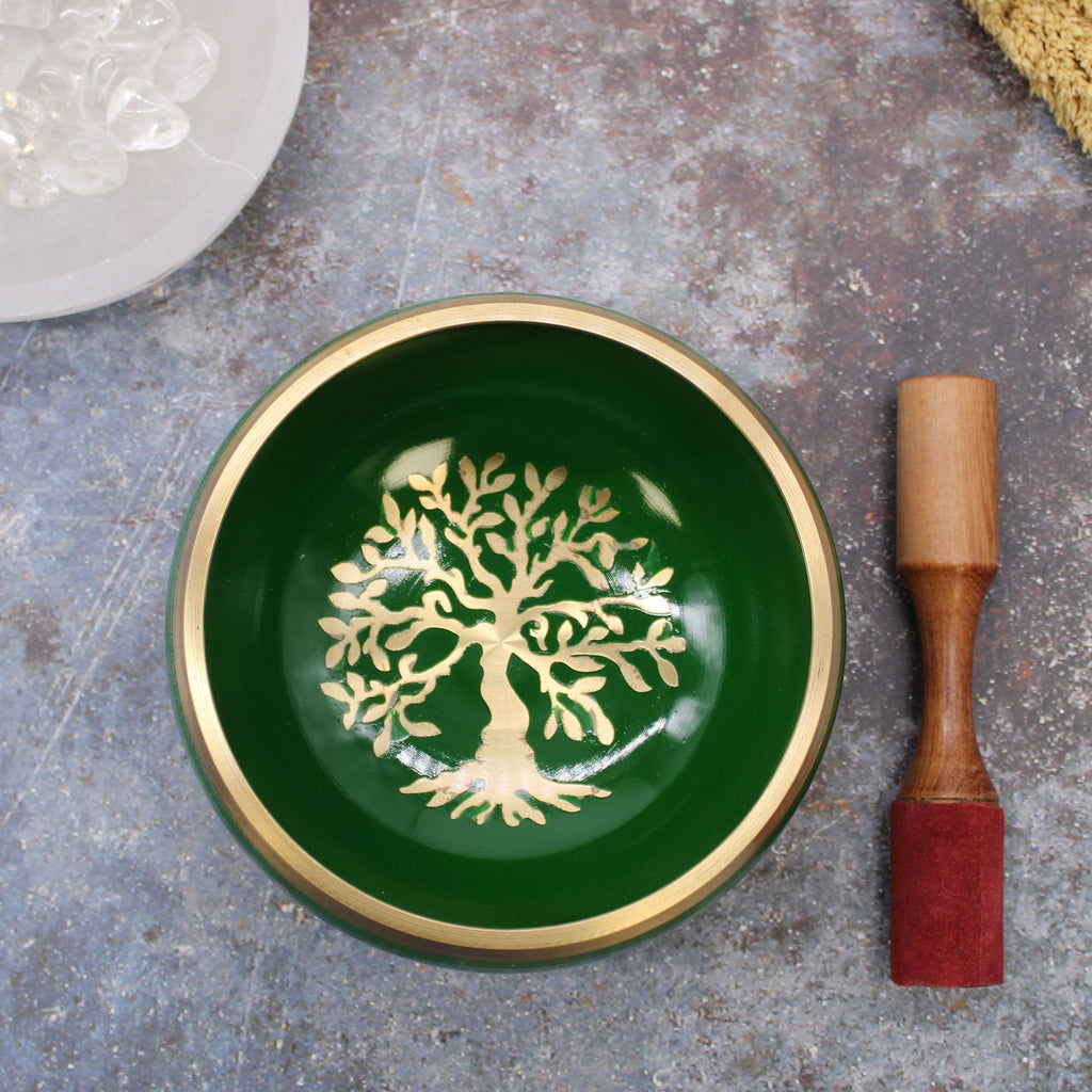 Lrg Tree of Life Singing Bowl Set- Green 14cm product image 4
