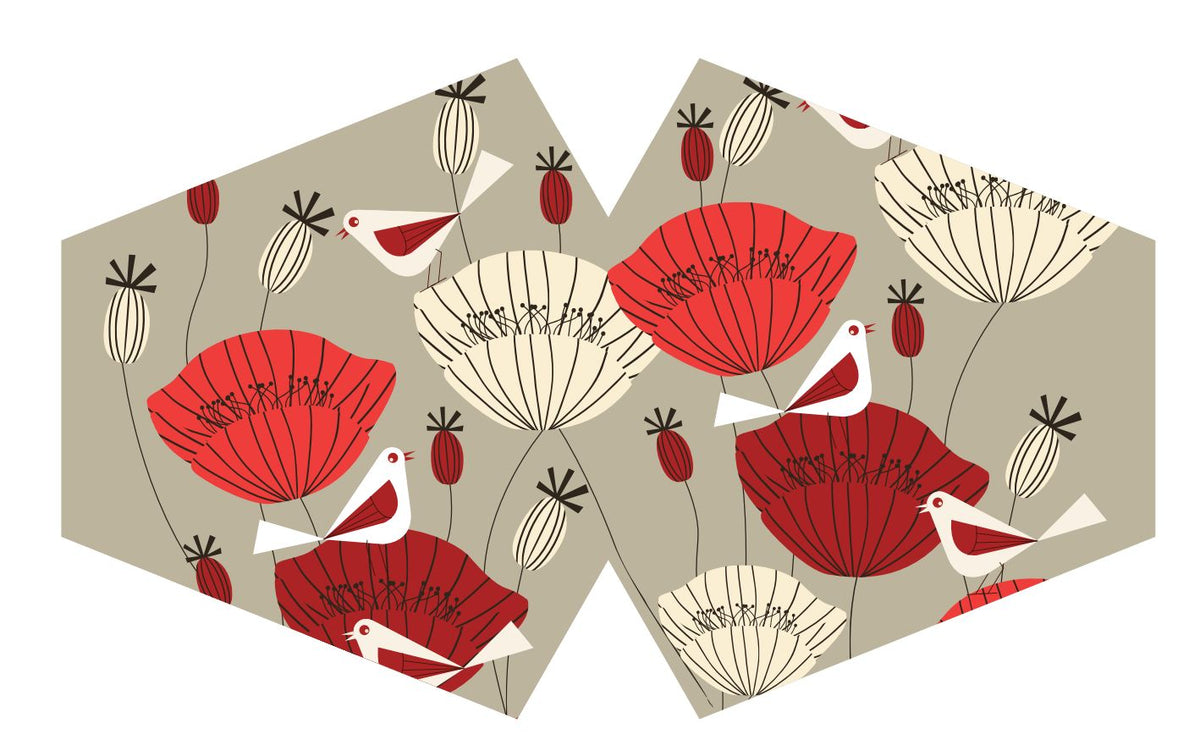 Reusable Fashion Face Mask - Oriental Poppies (Adult) - product image 4
