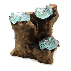 Molton Glass Triple Candle Holder on Wood product image 4