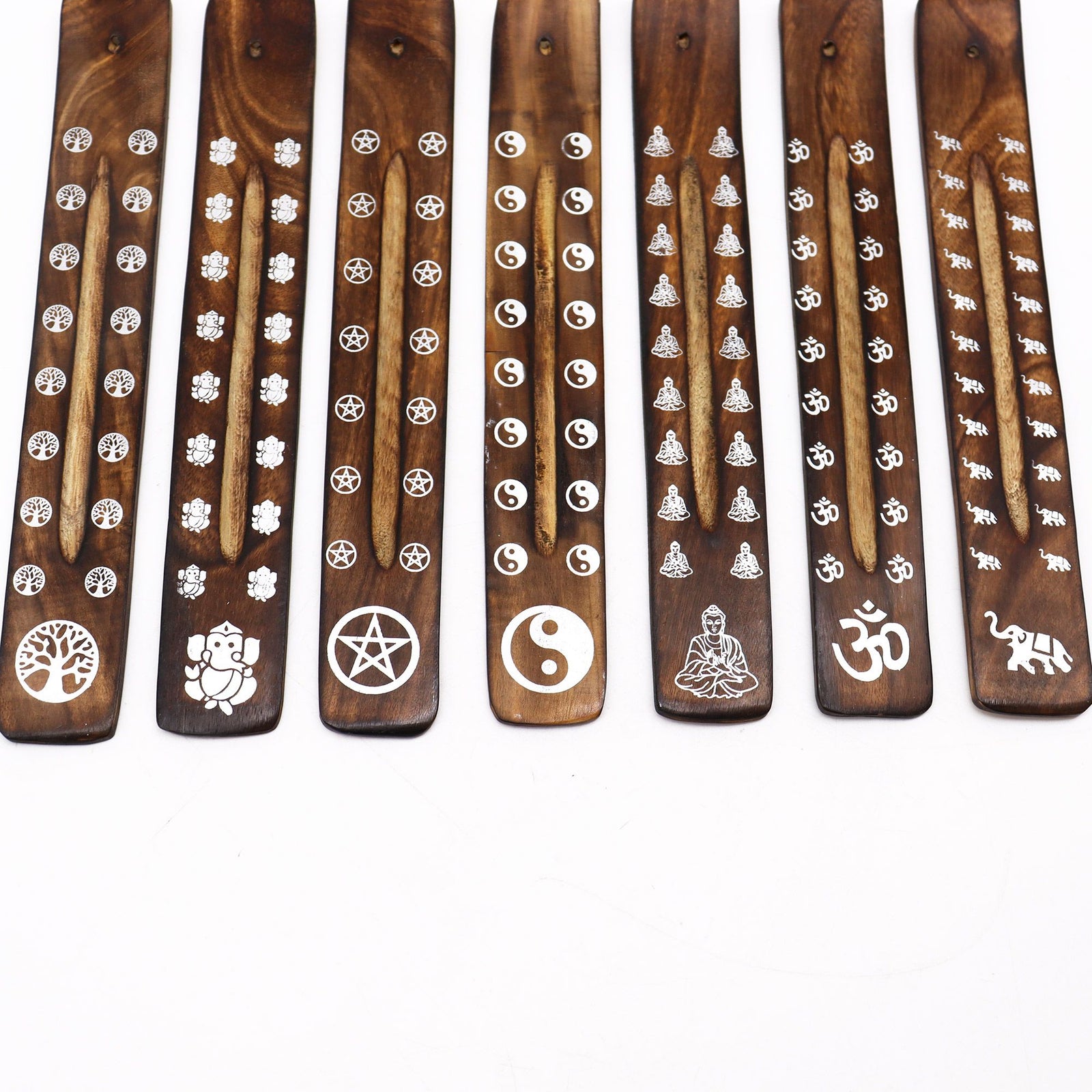 Carved Mango Wood Ashcatcher With Burnt Finish product image