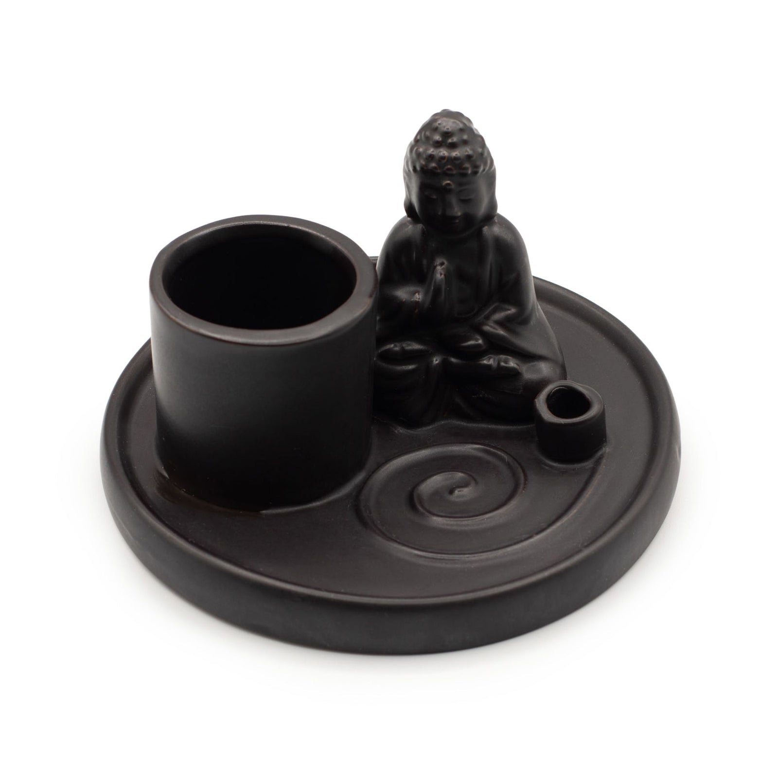 Multi Purpose Buddha Incense Plate - Ceramic Matt Black product image