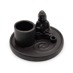 Multi Purpose Buddha Incense Plate - Ceramic Matt Black product image